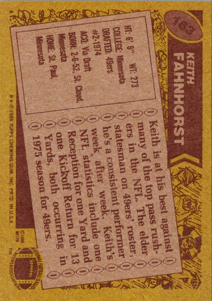 1986 Topps Keith Fahnhorst