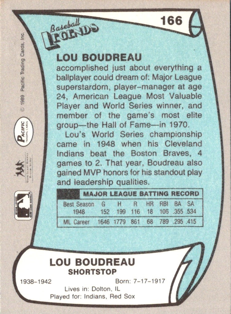 1989 Pacific Legends II Lou Boudreau