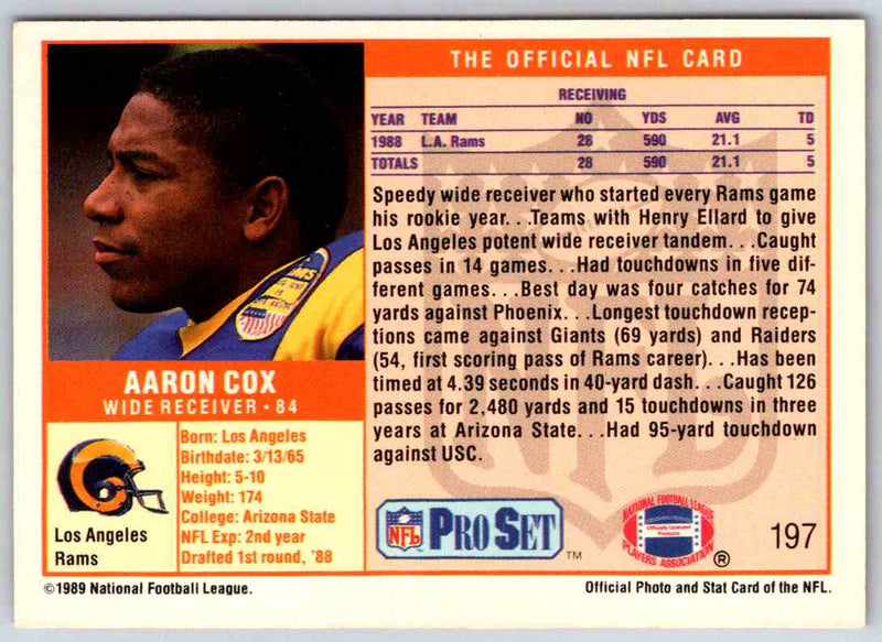 1989 NFL Proset Aaron Cox