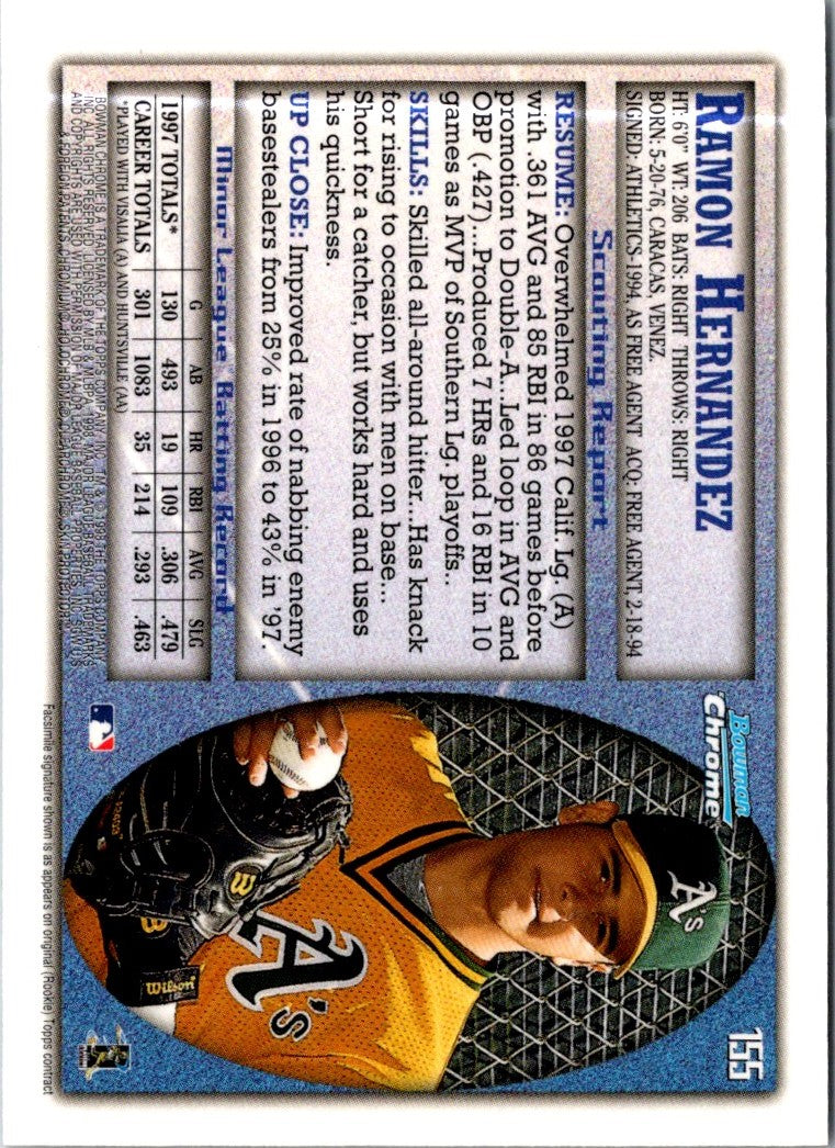 1998 Bowman Chrome Ramon Hernandez