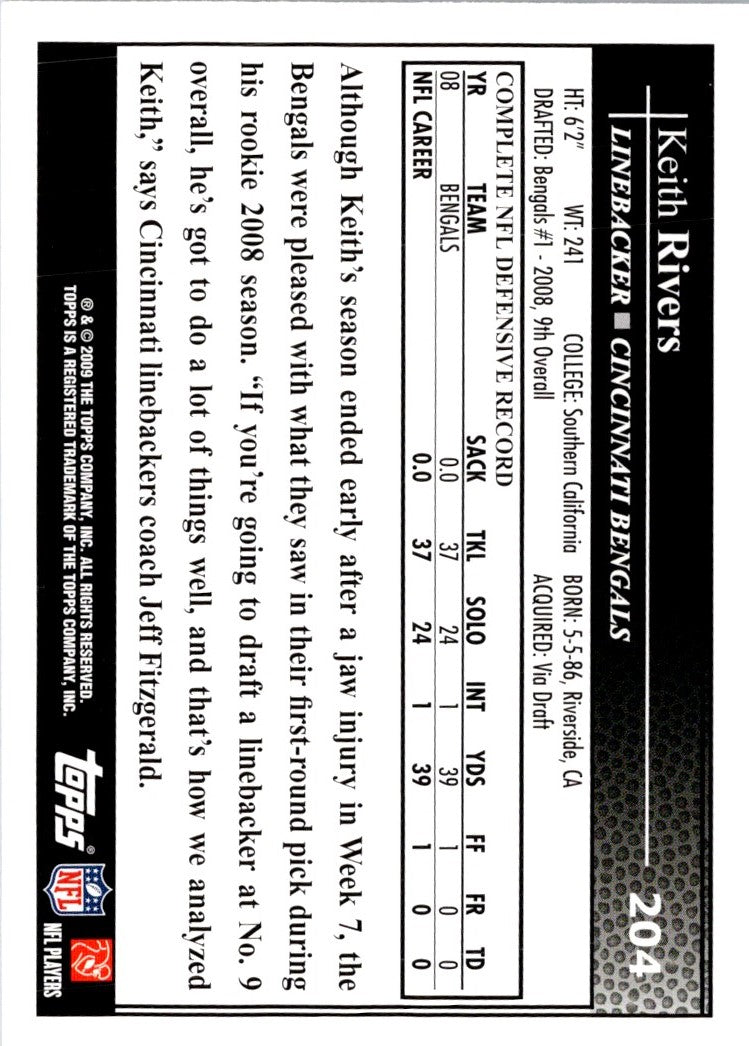 2009 Topps Keith Rivers