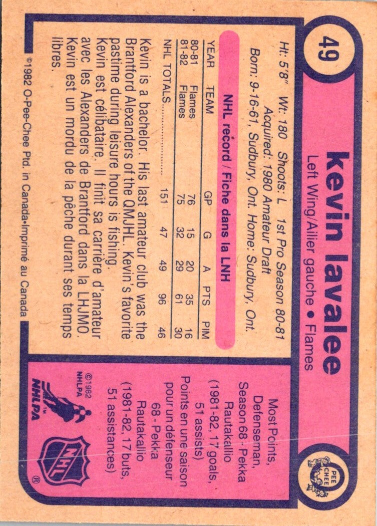 1982 O-Pee-Chee Kevin LaVallee