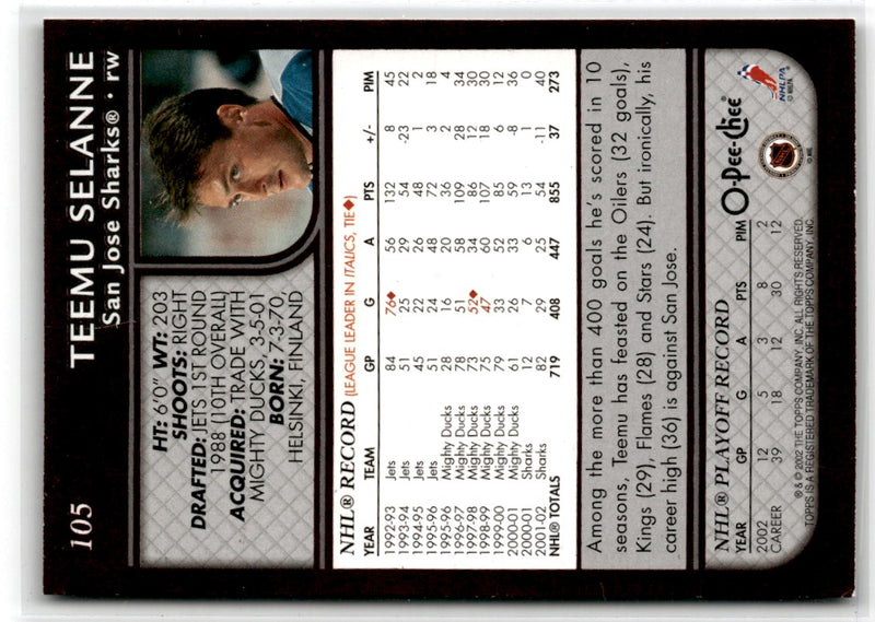 2002 O-Pee-Chee Teemu Selanne