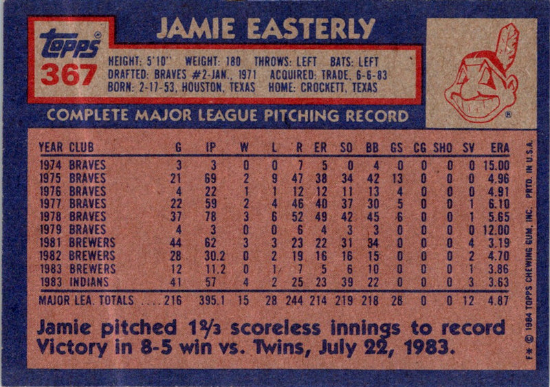 1984 Topps Jamie Easterly