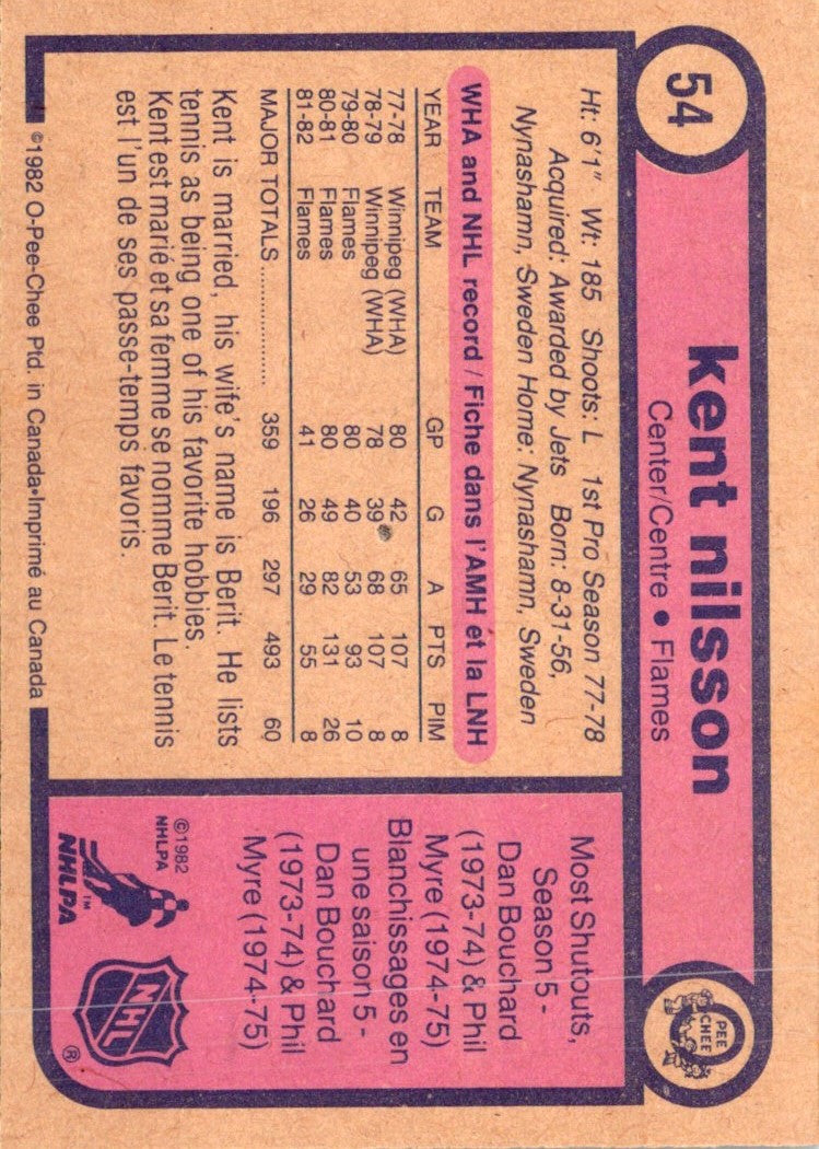 1982 O-Pee-Chee Kent Nilsson