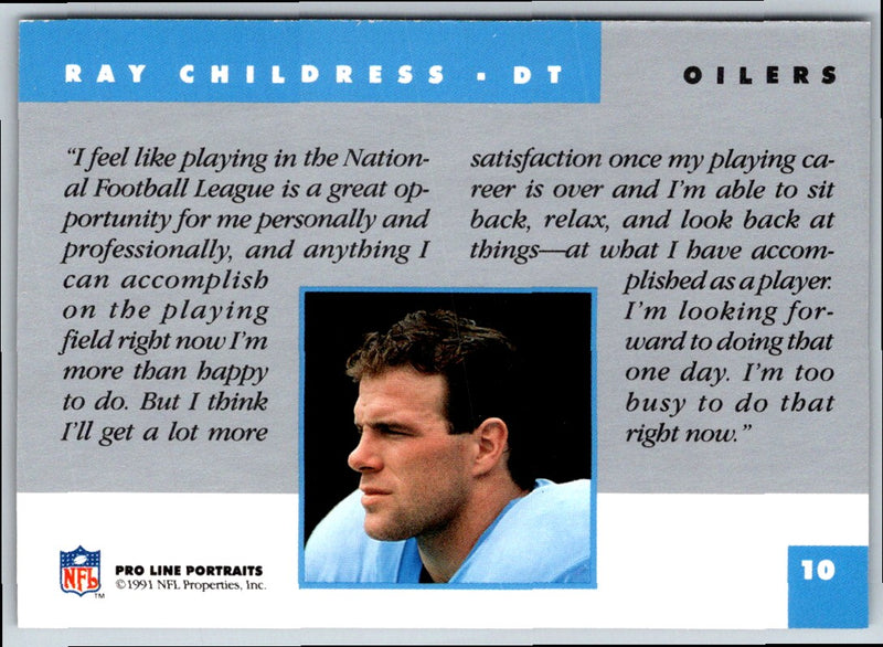 1991 Pro Line Portraits Ray Childress