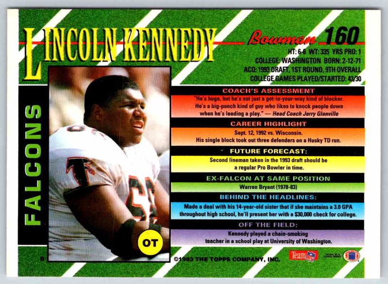 1993 Bowman Football Lincoln Kennedy