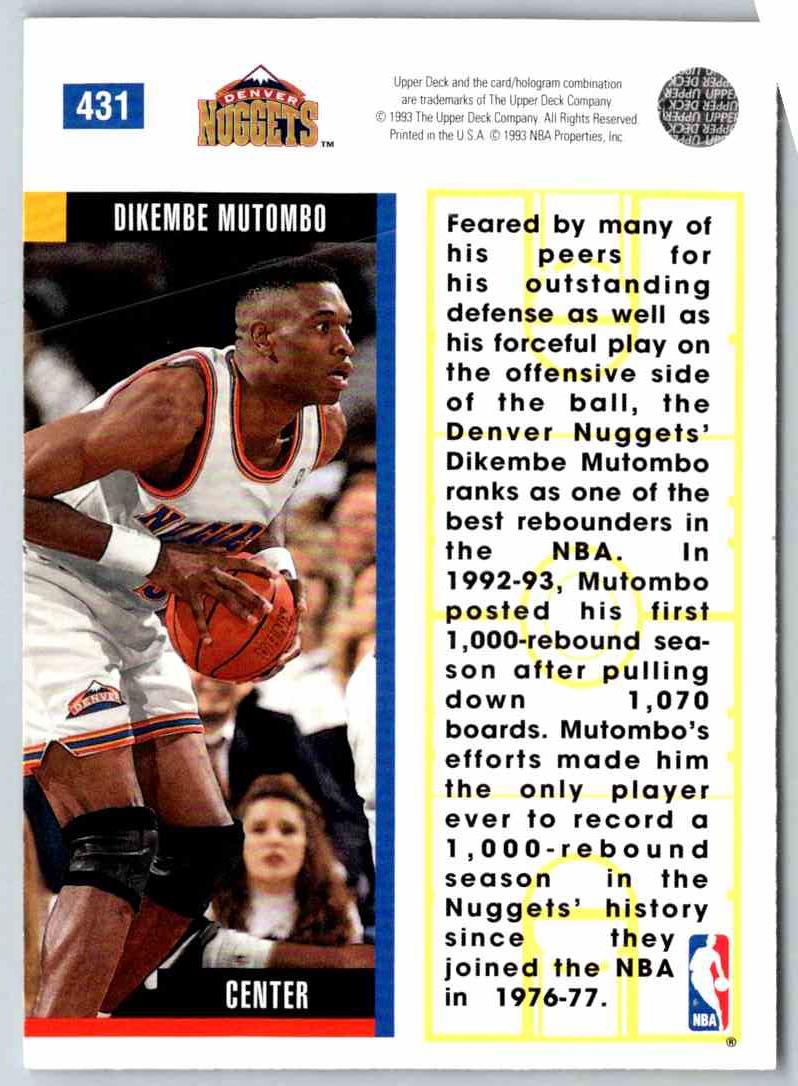 1994 Upper Deck Dikembe Mutombo