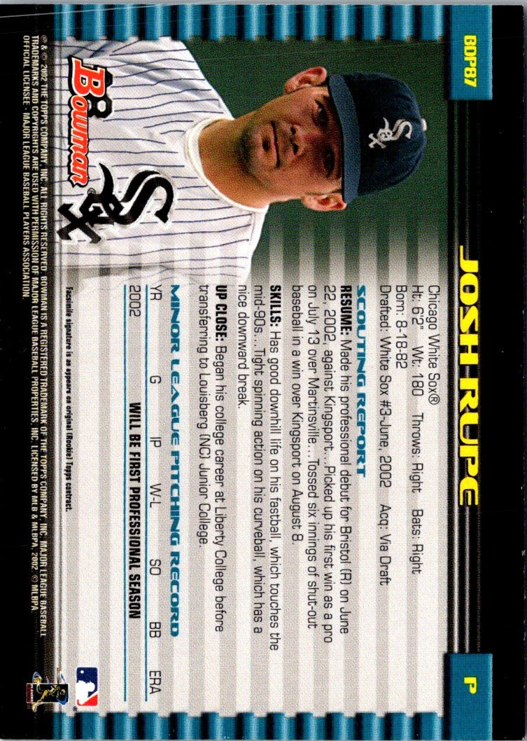 2002 Bowman Draft Picks & Prospects Josh Rupe