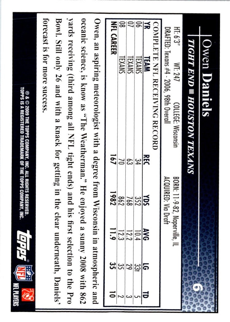 2009 Topps Owen Daniels