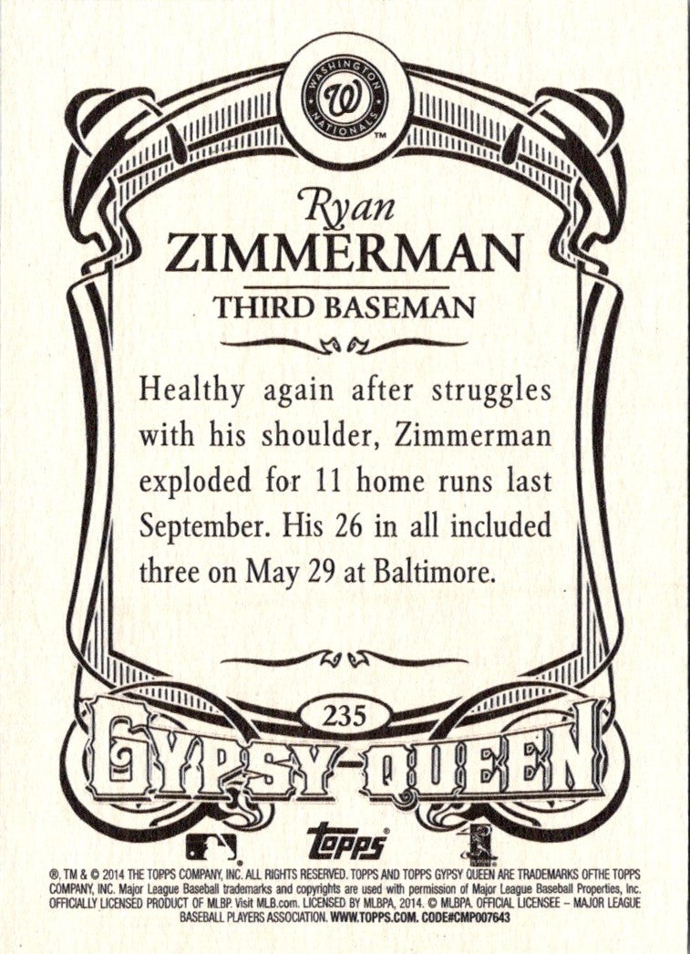 2014 Topps Gypsy Queen Ryan Zimmerman