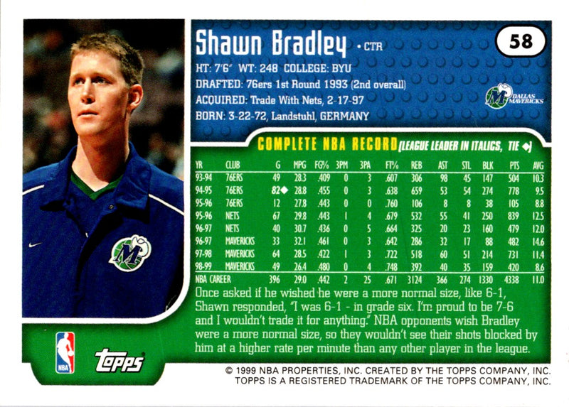 1999 Topps Shawn Bradley