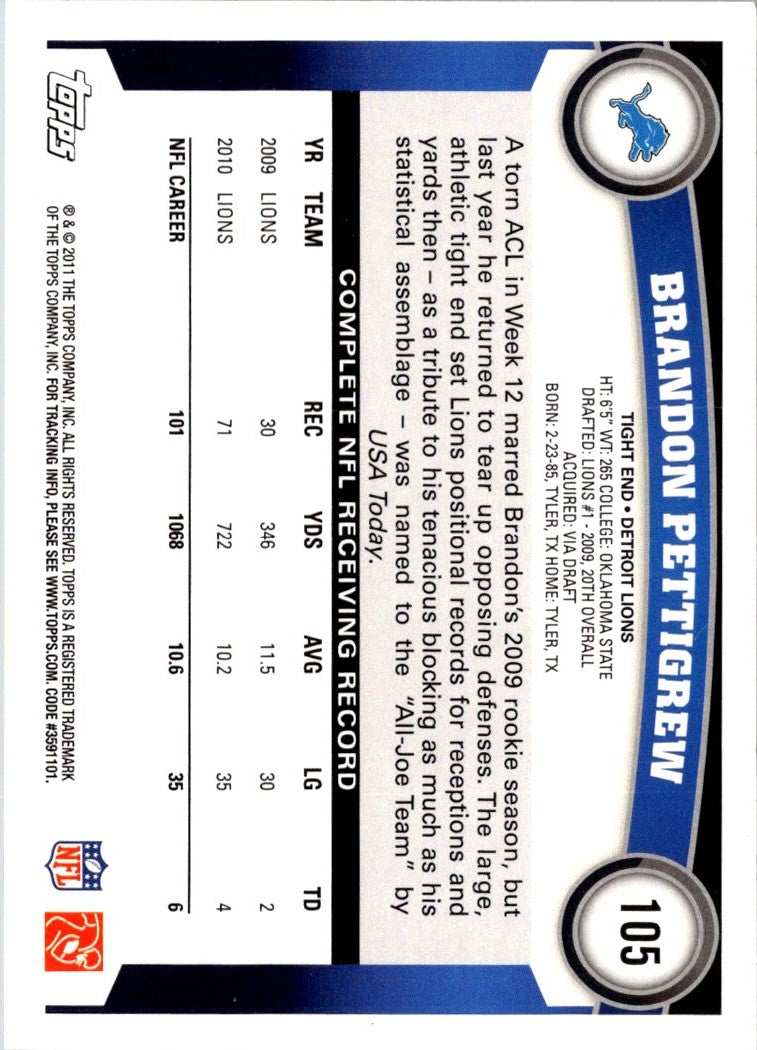 2011 Topps Brandon Pettigrew