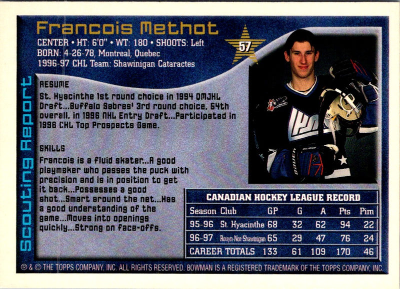 1997 Bowman CHL Jean-Francois Fortin