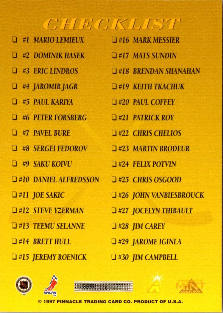 1996 Pinnacle Mint Bronze Checklist