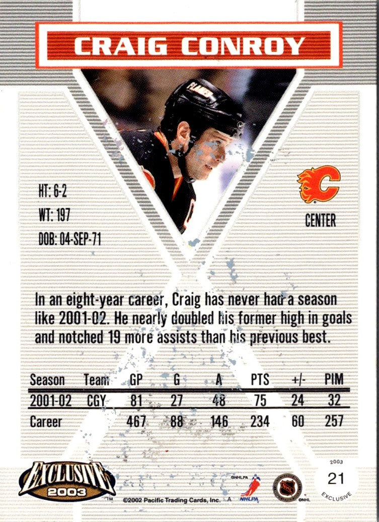 2002 Pacific Exclusive Craig Conroy