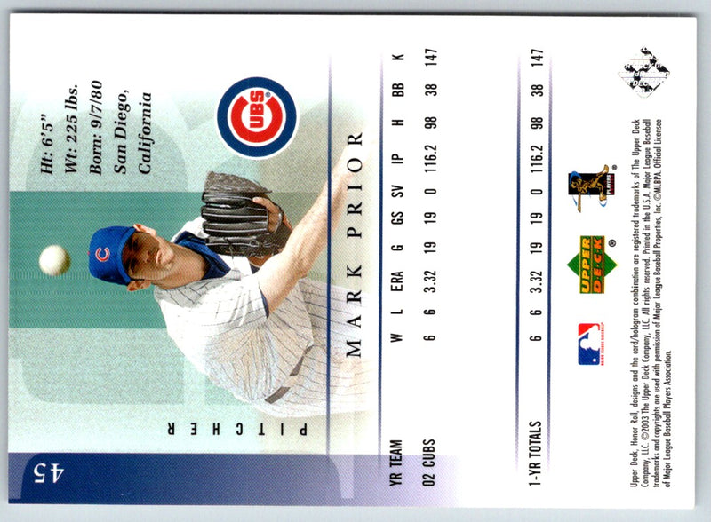 2003 Upper Deck Honor Roll Mark Prior