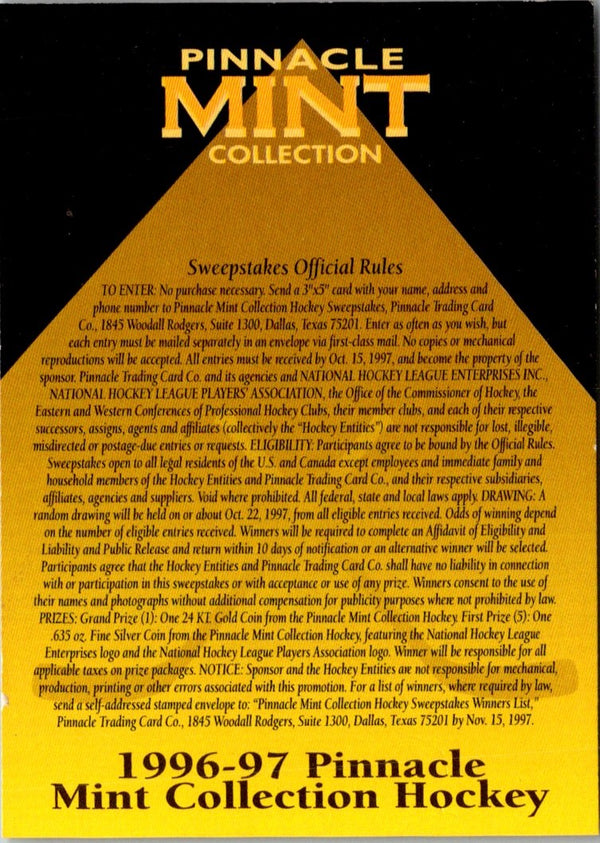 1996 Pinnacle Mint Bronze Checklist #NNO