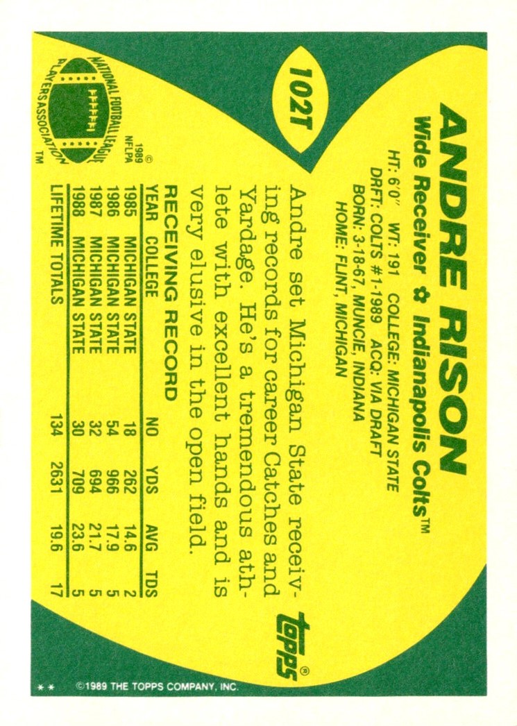 1989 Topps Traded Andre Rison