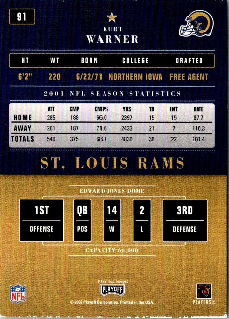 2002 Playoff Contenders Championship Ticket Kurt Warner