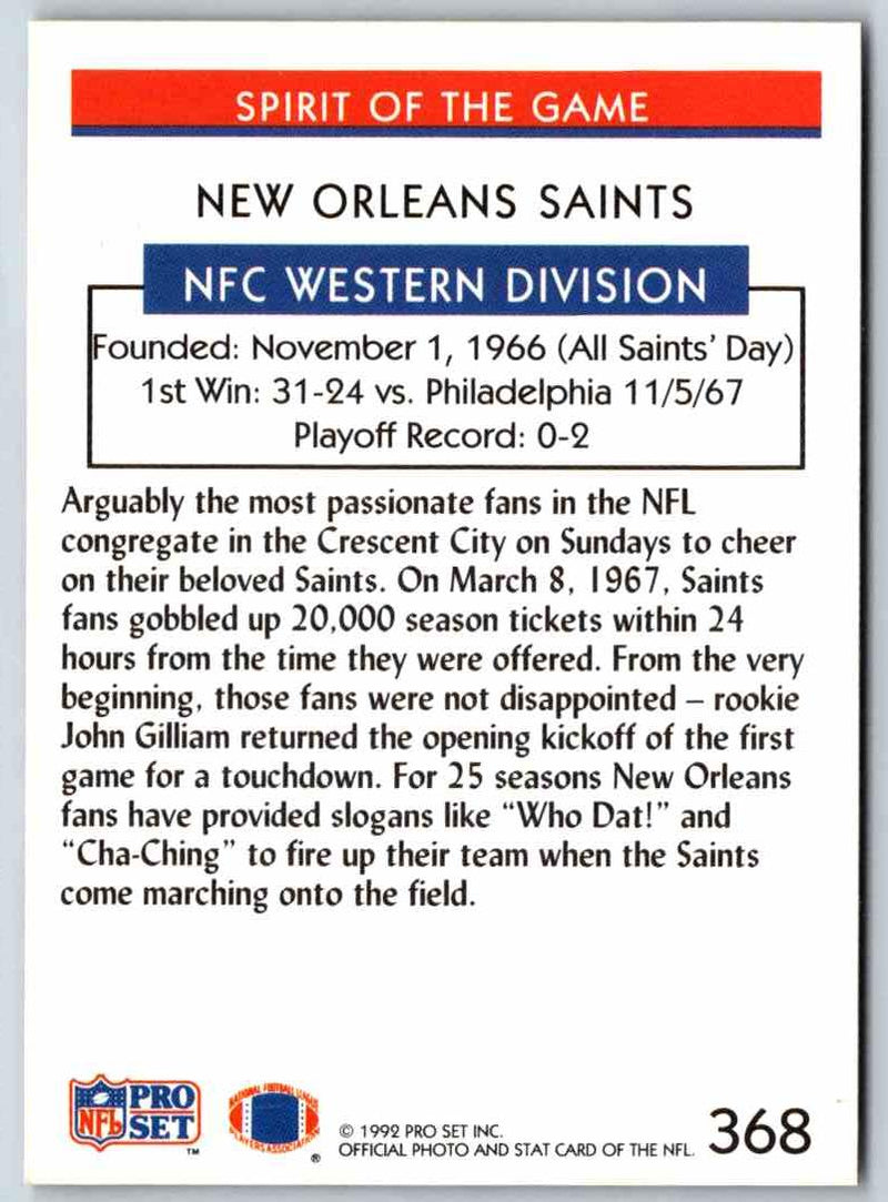 1992 Proset New Orleans Saints