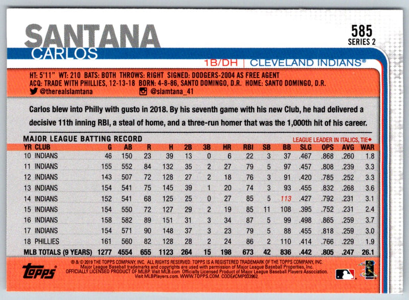 2019 Topps Carlos Santana