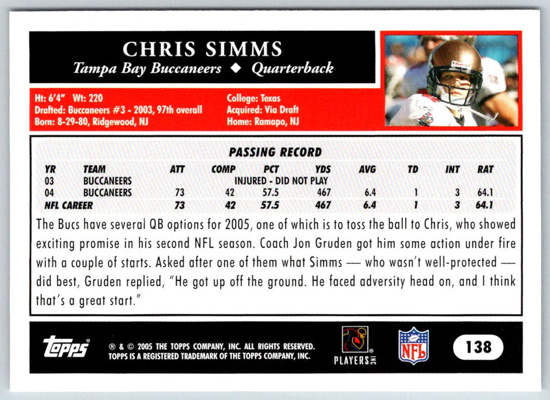 2005 Topps Chris Simms