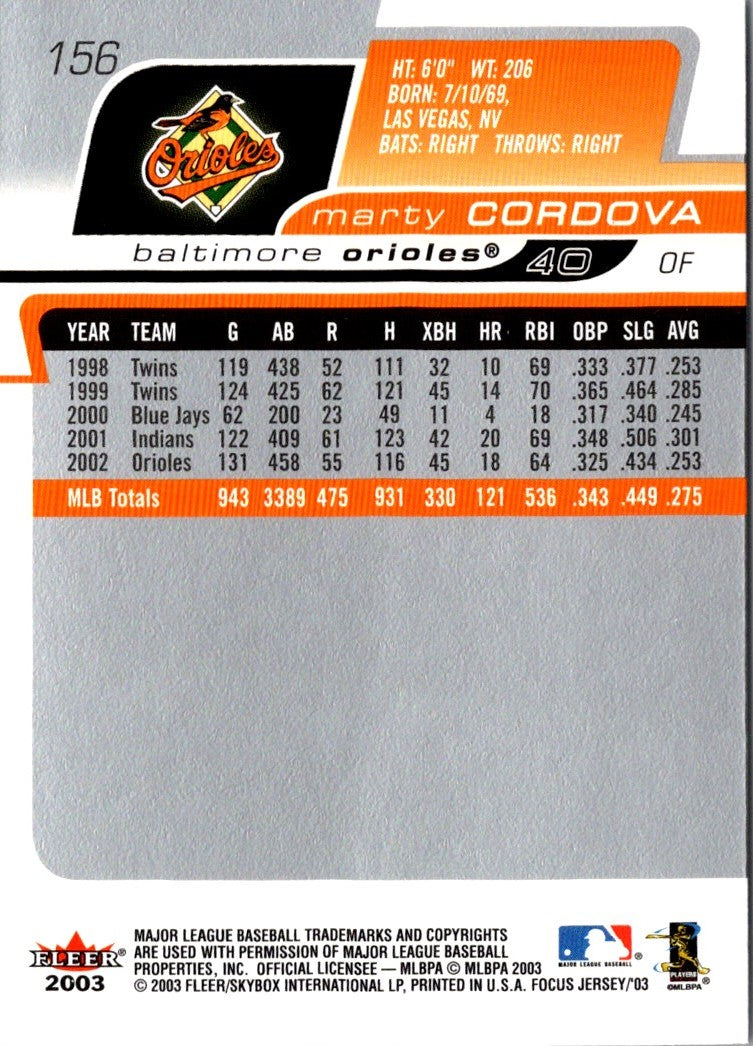 2003 Fleer Focus Marty Cordova