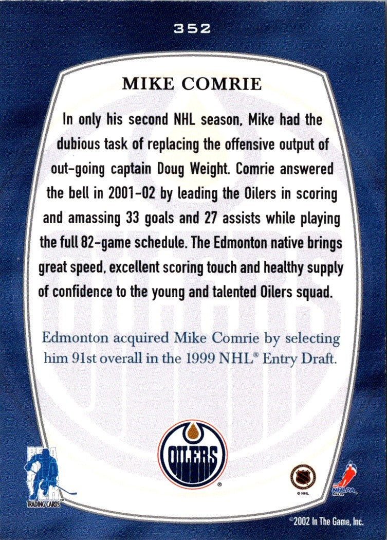 2002 Be a Player First Edition Mike Comrie