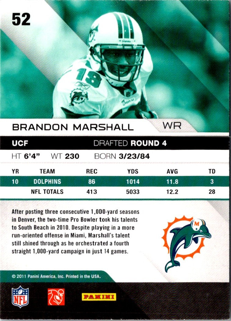 2011 Panini Absolute Memorabilia Brandon Marshall