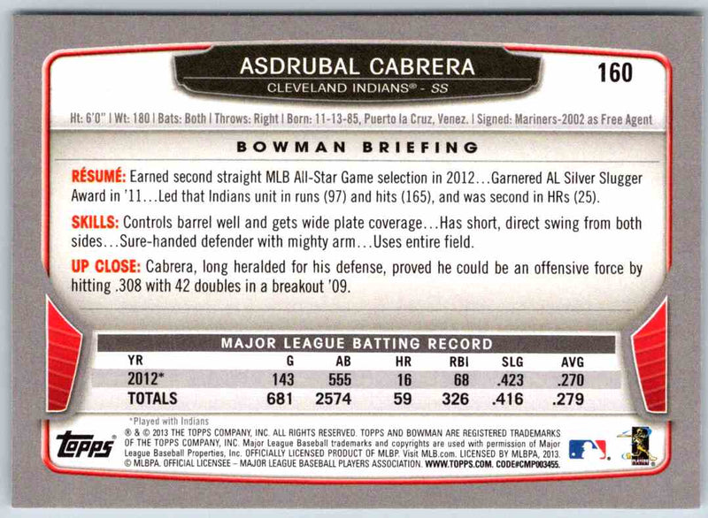 2013 Bowman Asdrubal Cabrera