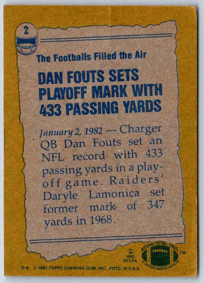 1982 Topps Dan Fouts