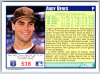 1991 Score Andy Benes #538