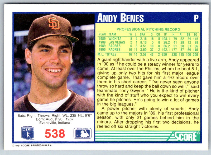 1991 Score Andy Benes