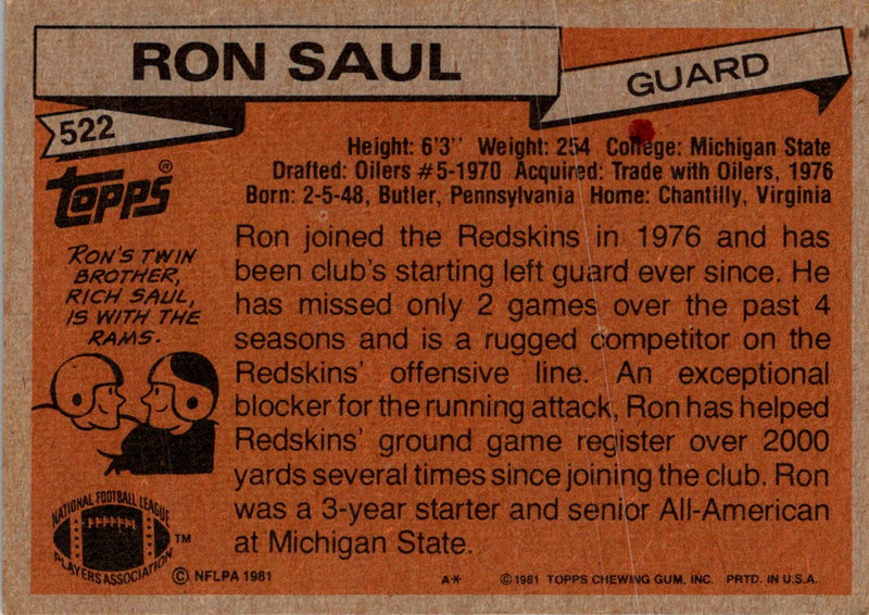 1981 Topps Ron Saul