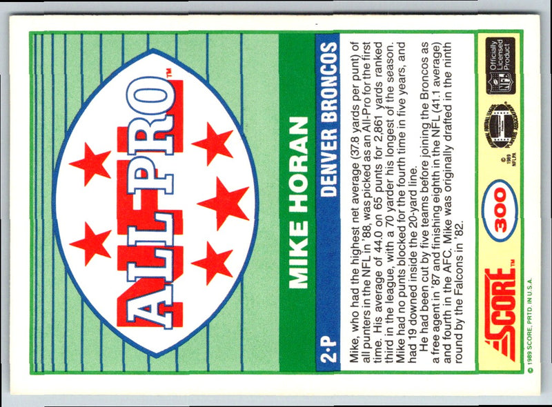 1989 Score Mike Horan
