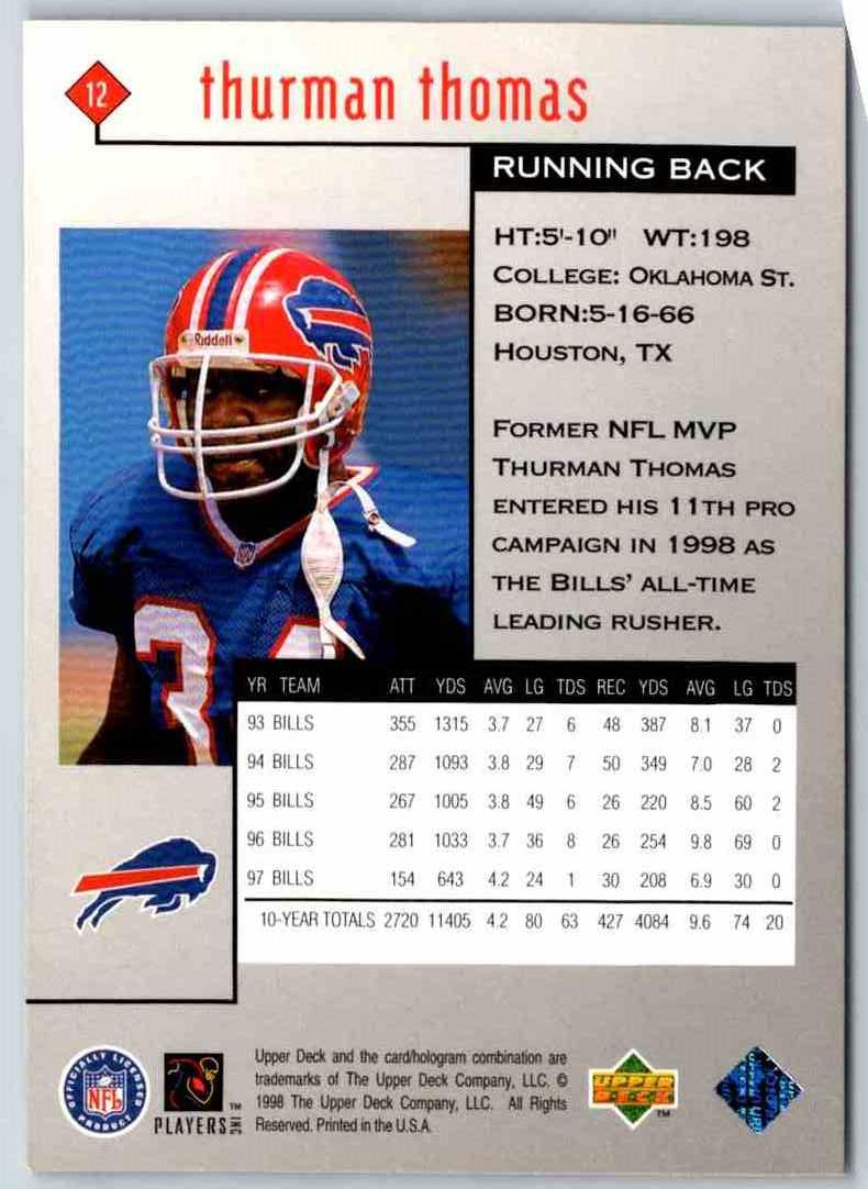 1998 Upper Deck Thurman Thomas