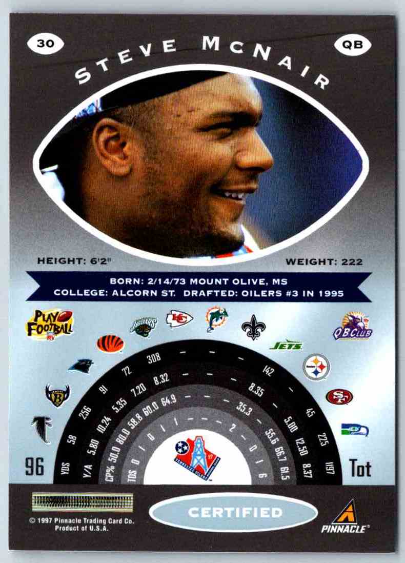 1997 Pinnacle Certified NFL Steve McNair