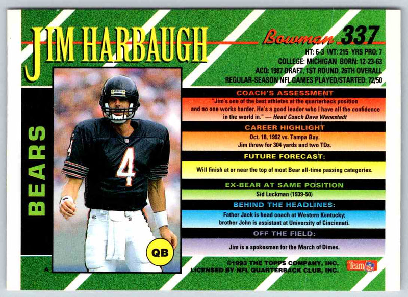 1993 Bowman Football Jim Harbaugh