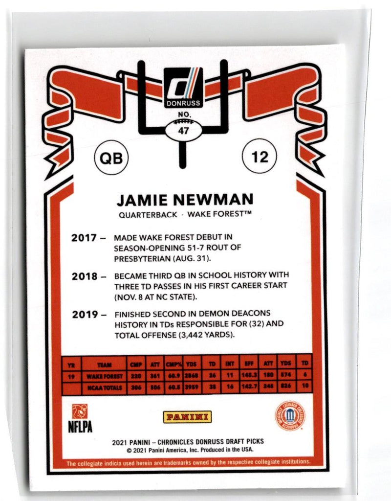 2021 Panini Chronicles Draft Picks Jamie Newman