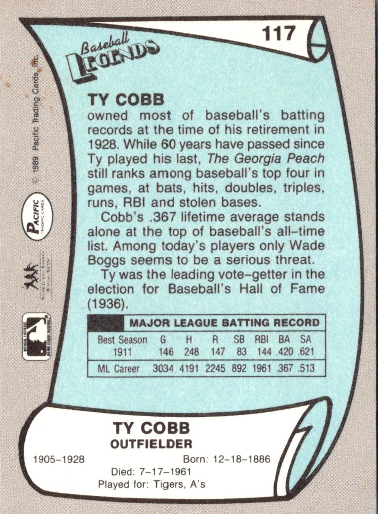 1989 Pacific Legends II Ty Cobb