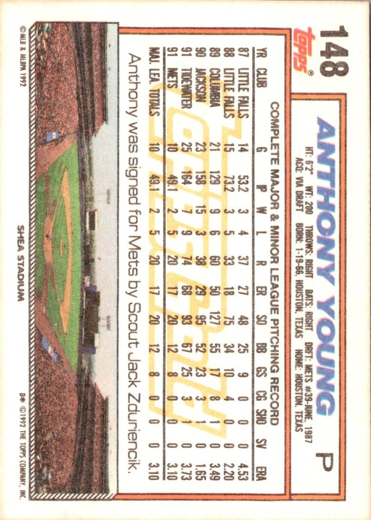 1992 Topps Gold Winners Anthony Young