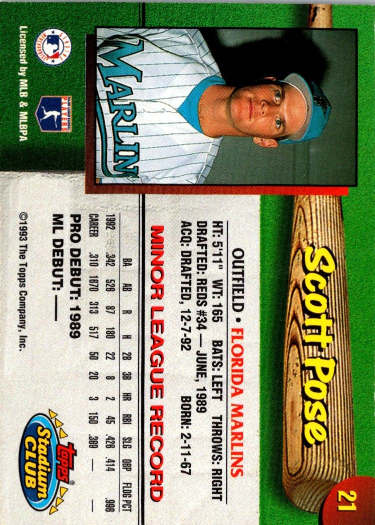 1993 Stadium Club Florida Marlins Scott Pose