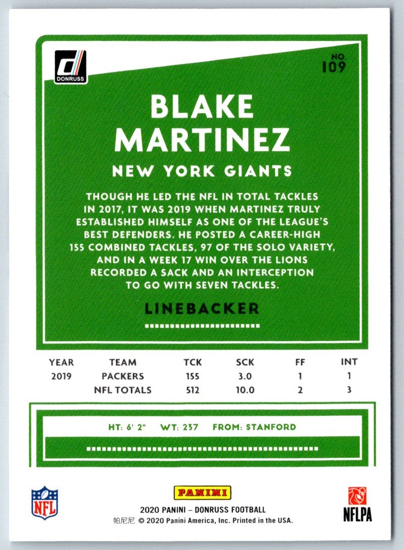 2020 Donruss Blake Martinez