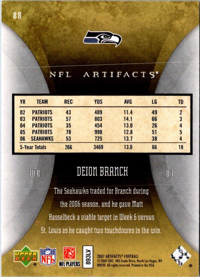 2007 Upper Deck Artifacts Deion Branch