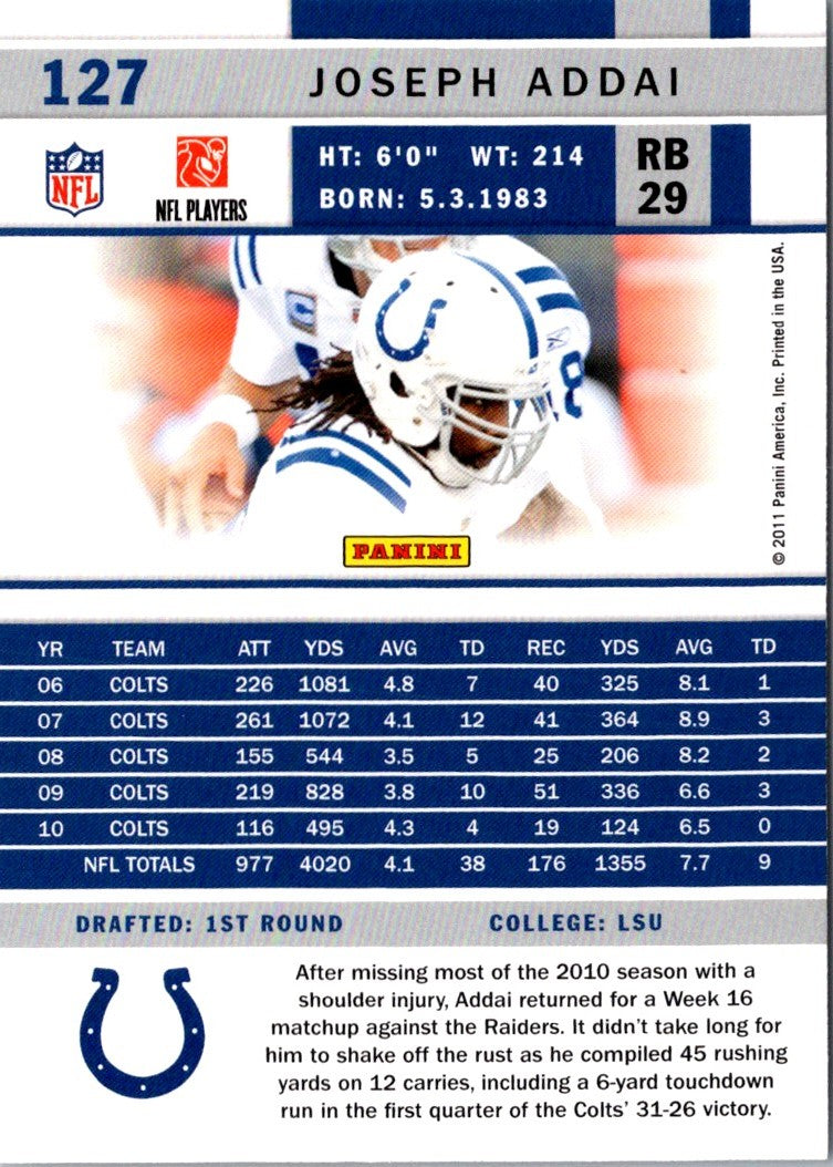 2011 Score Joseph Addai