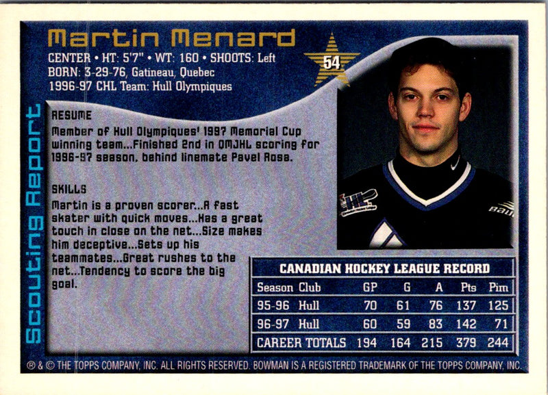 1997 Bowman CHL Martin Menard
