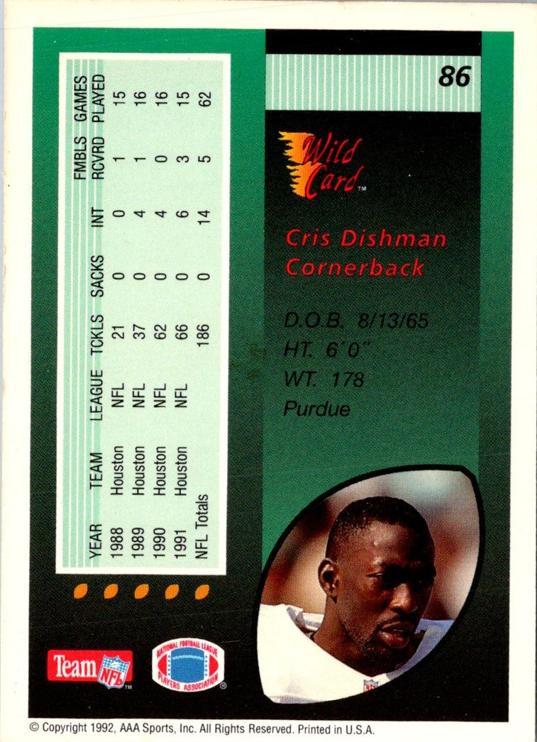 1992 Wild Card Cris Dishman