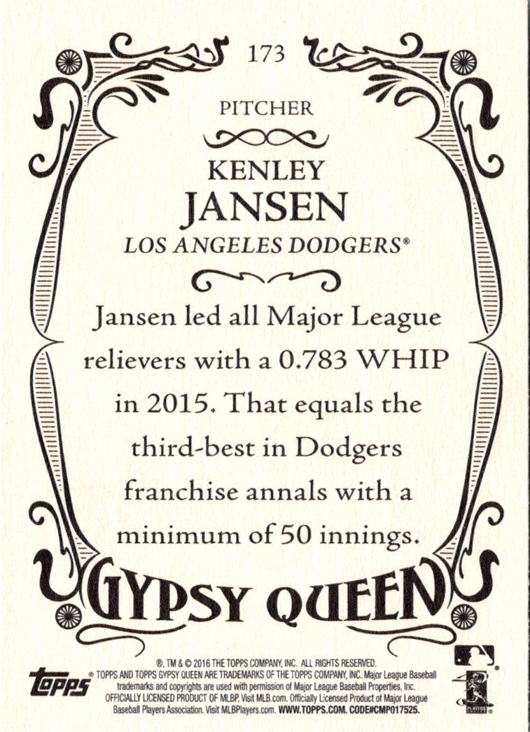 2016 Topps Gypsy Queen Kenley Jansen