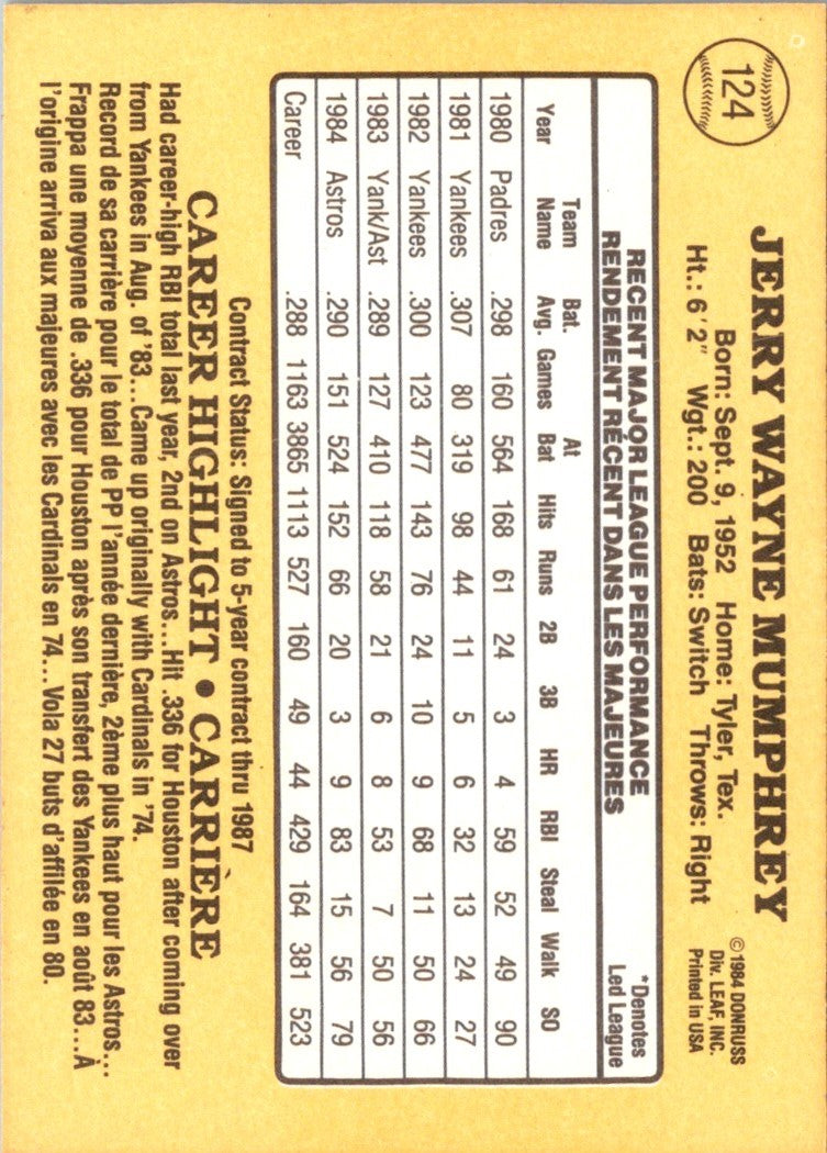 1985 Leaf Jerry Mumphrey